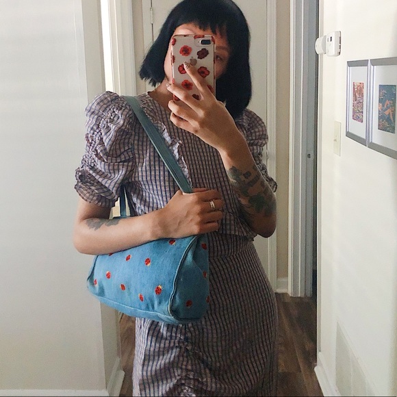 90s denim ladybug embroidered bag - Picture 2 of 3